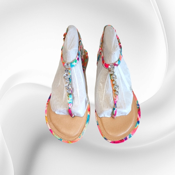 Report Toucan Women's Colorful Gemstones Embellished Flat Sandals - Picture 4 of 16